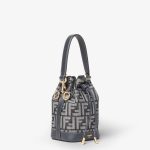 FENDI Mon Tresor Dark blue denim-effect FF jacquard mini-bag - Image 4